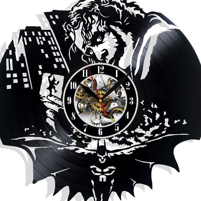 Intra απο ξύλο plywood 3mm-4mm πάχος – ξύλο ρολογιού τοίχου με δίσκους βινυλίου Joker Batman 45x50 cm INTRAVECTRY-MY561021