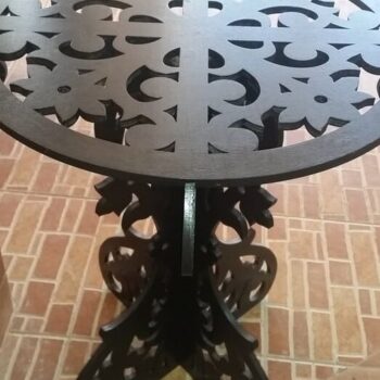 Intra απο ξύλο plywood 3mm-4mm πάχος – Φλοράλ σκαλιστό ξύλο τραπεζιού 25x25 cm INTRAVECTRY-MY554700 - Image 1