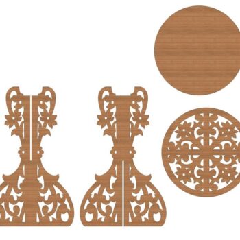 Intra απο ξύλο plywood 3mm-4mm πάχος – Φλοράλ σκαλιστό ξύλο τραπεζιού 25x25 cm INTRAVECTRY-MY554700 - Image 2