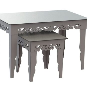 Intra απο ξύλο plywood 3mm-4mm πάχος – ξύλο Two Fretwork Nesting Tables 45x50 cm INTRAVECTRY-MY554706 - Image 1