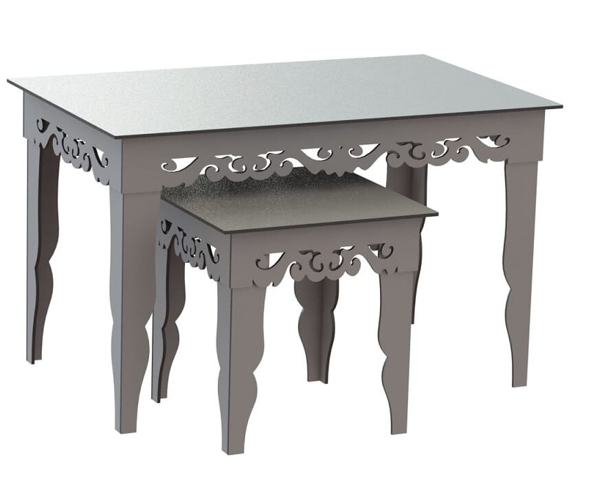 Intra απο ξύλο plywood 3mm-4mm πάχος – ξύλο Two Fretwork Nesting Tables 45x50 cm INTRAVECTRY-MY554706