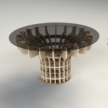 Intra απο ξύλο plywood 3mm-4mm πάχος – Παραμετρικό ξύλο στρογγυλής τραπέζης 30x35 cm INTRAVECTRY-MY560240 - Image 1