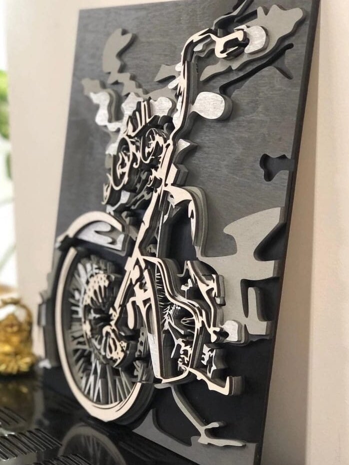 Intra απο ξύλο plywood 3mm-4mm πάχος – ξύλο τέχνης πολυεπίπεδου πάνελ τοίχου μοτοσυκλέτας 45x50 cm INTRAVECTRY-MY558011