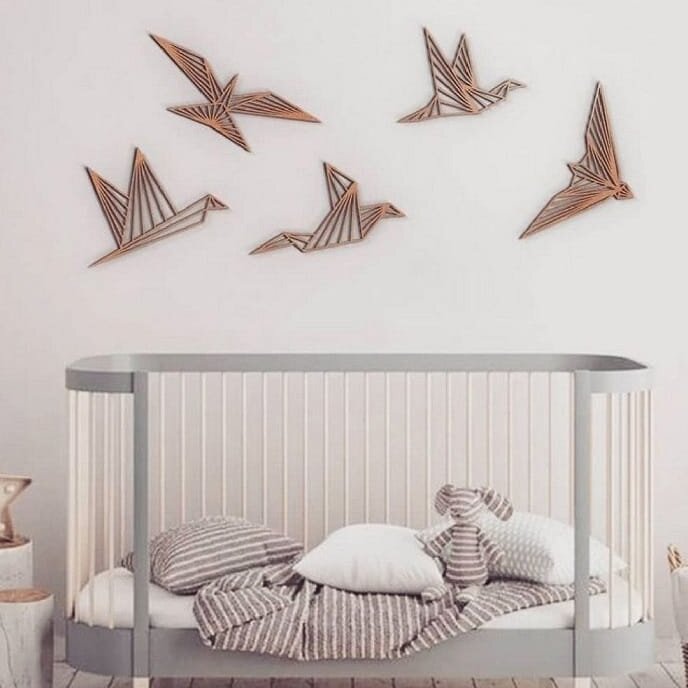 Intra απο ξύλο plywood 3mm-4mm πάχος – Γεωμετρική τέχνη τοίχου Flying Bird για ξύλο Νηπιαγωγείου 45x50 cm INTRAVECTRY-MY560827