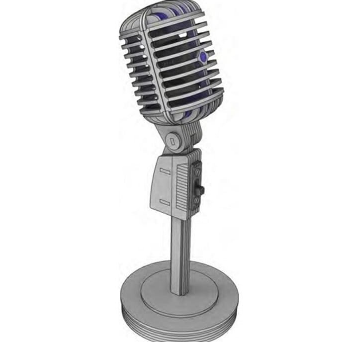 Intra απο ξύλο plywood 3mm-4mm πάχος – ξύλο 3D ξύλινου μοντέλου ρετρό μικροφώνου 20x25 cm INTRAVECTRY-MY561511