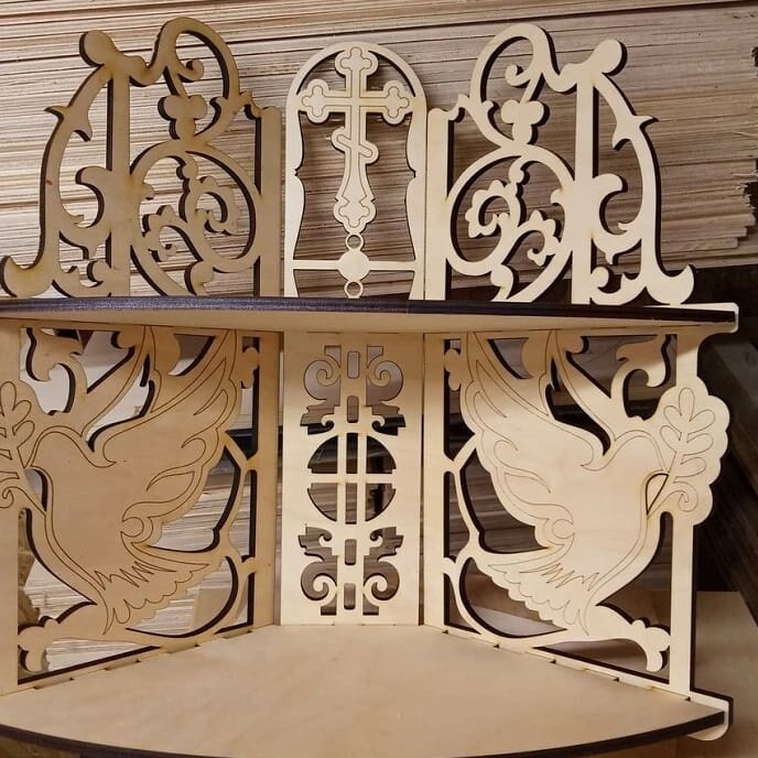 Intra απο ξύλο plywood 3mm-4mm πάχος – Ορθόδοξο γωνιακό ξύλο ραφιών εικονιδίων 25x25 cm INTRAVECTRY-MY559159