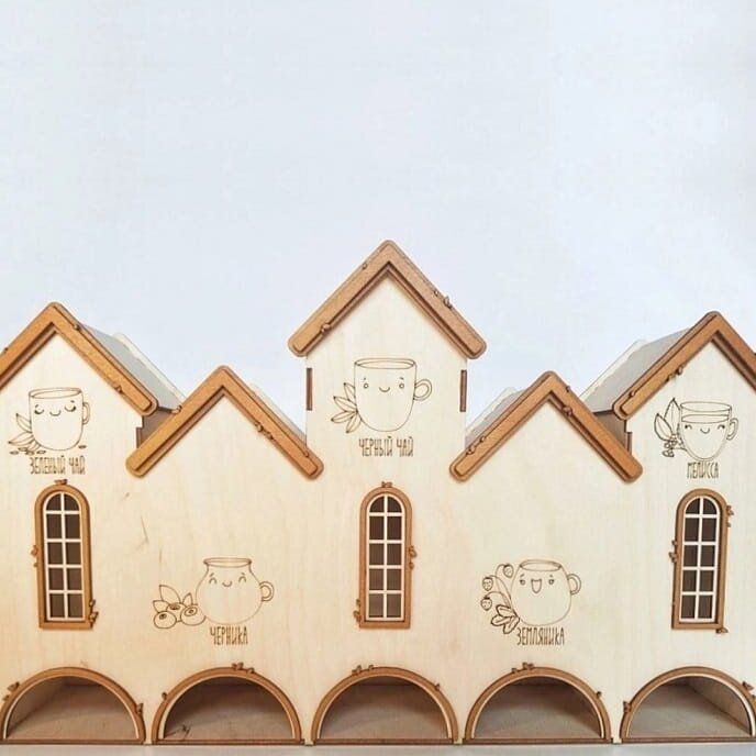 Intra απο ξύλο plywood 3mm-4mm πάχος – ξύλο Πέντε Διαμερισμάτων Tea House 30x30 cm INTRAVECTRY-MY554855