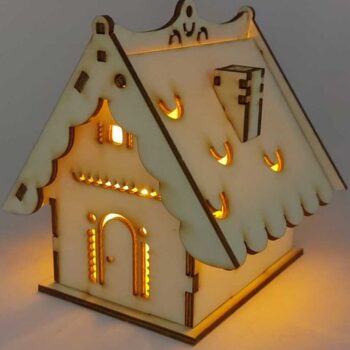 Intra απο ξύλο plywood 3mm-4mm πάχος – ξύλο Χαριτωμένο Μικρό Σπίτι Κηροπήγιο 20x25 cm INTRAVECTRY-MY554860 - Image 1