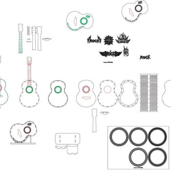 Intra απο ξύλο plywood 3mm-4mm πάχος – ξύλο Guitar Piggy Bank Money Saving Box 25x25 cm INTRAVECTRY-MY554862 - Image 2