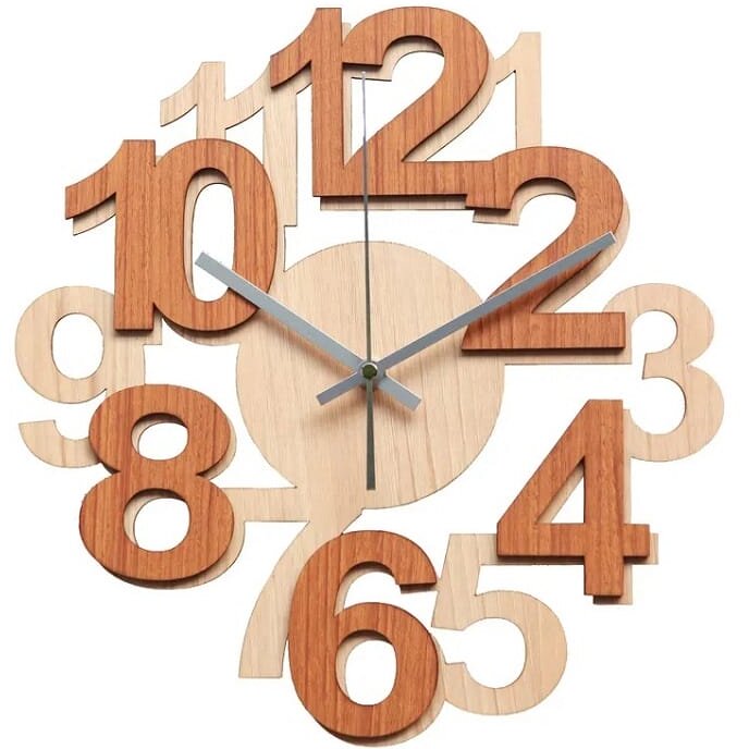 Intra απο ξύλο plywood 3mm-4mm πάχος – ξύλο ρολογιού τοίχου στυλιζαρισμένων αριθμών 35x40 cm INTRAVECTRY-MY554892 - Image 1