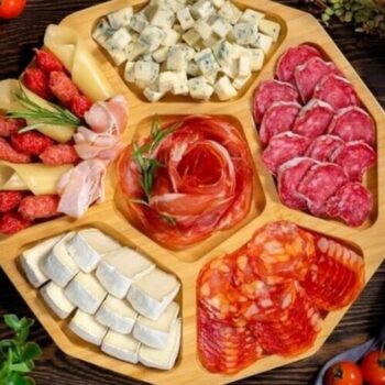 Intra απο ξύλο plywood 3mm-4mm πάχος – ξύλο δίσκου σερβιρίσματος με έξι διαμερίσματα με δεκάγωνο 25x25 cm INTRAVECTRY-MY559089 - Image 1