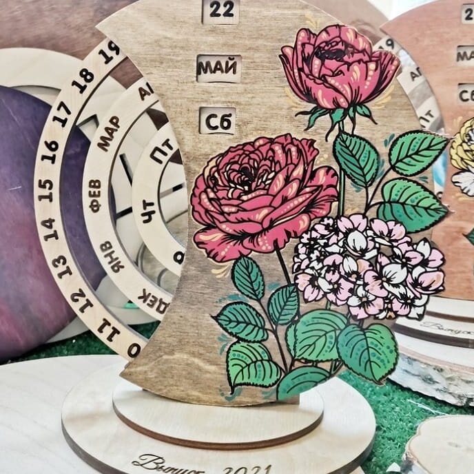 Intra απο ξύλο plywood 3mm-4mm πάχος – ξύλο διαρκούς ημερολογίου με χαραγμένο τριαντάφυλλο 15x20 cm INTRAVECTRY-MY554920