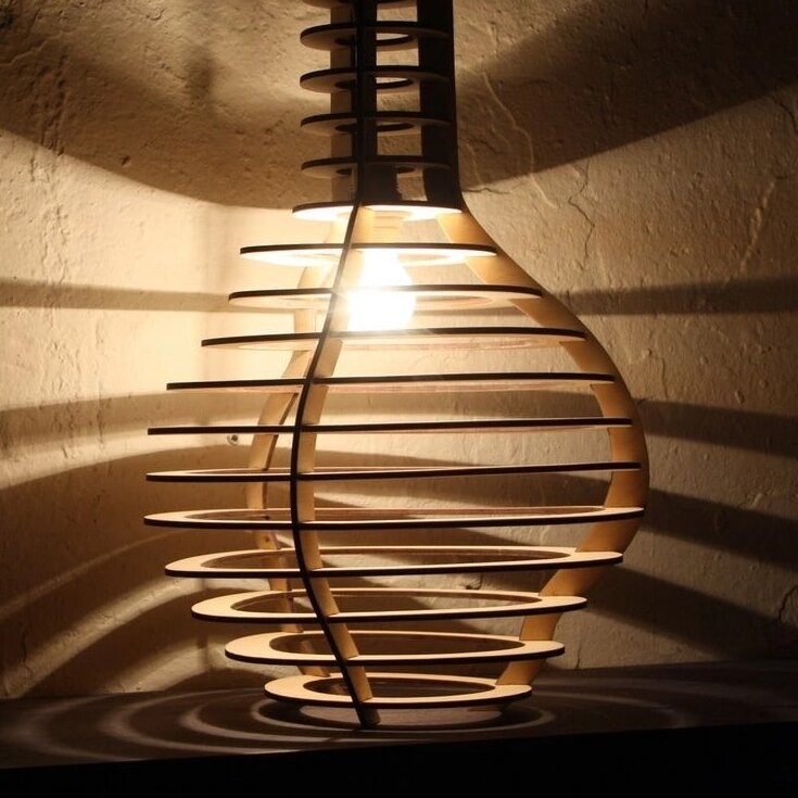 Intra απο ξύλο plywood 3mm-4mm πάχος – Ασυνήθιστο ξύλο σκίασης παραμετρικής λάμπας 12x15 cm INTRAVECTRY-MY557977