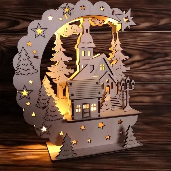 Intra απο ξύλο plywood 3mm-4mm πάχος – ξύλο Φωτιστικό Χειμερινής Σκηνής Moon Star 12x15 cm INTRAVECTRY-MY554948