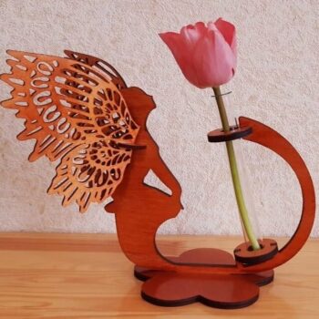 Intra απο ξύλο plywood 3mm-4mm πάχος – Κόντρα πλακέ Angel Wings Flower Tube Stand File 35x40 cm INTRAVECTRY-MY554973 - Image 1