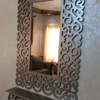 Intra απο ξύλο plywood 3mm-4mm πάχος – Κορνίζα καθρέφτη μπάνιου με λίμα ραφιού 40x45 cm INTRAVECTRY-MY554986 - Image 1