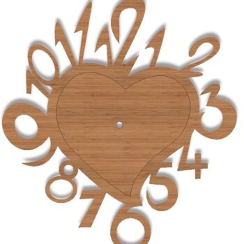 Intra απο ξύλο plywood 3mm-4mm πάχος – ξύλο ρολόι τοίχου σε σχήμα καρδιάς 20x25 cm INTRAVECTRY-MY561031 - Image 1