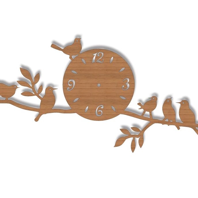 Intra απο ξύλο plywood 3mm-4mm πάχος – Πρότυπο ρολογιού τοίχου πουλιά 10x10 cm INTRAVECTRY-MY555047