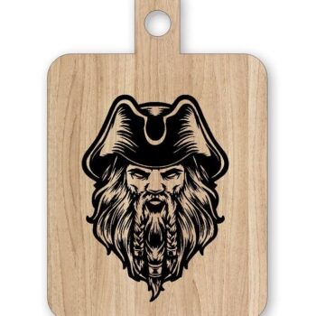 Intra απο ξύλο plywood 3mm-4mm πάχος – Χαραγμένος Πειρατές Καπετάνιος σε ξύλο σανίδας κοπής 30x30 cm INTRAVECTRY-MY555101 - Image 1