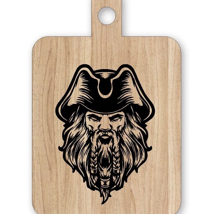 Intra απο ξύλο plywood 3mm-4mm πάχος – Χαραγμένος Πειρατές Καπετάνιος σε ξύλο σανίδας κοπής 30x30 cm INTRAVECTRY-MY555101