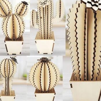 Intra απο ξύλο plywood 3mm-4mm πάχος – ξύλο Συλλεκτικής Ξύλινης Γλάστρας Κάκτου 20x20 cm INTRAVECTRY-MY555151 - Image 1