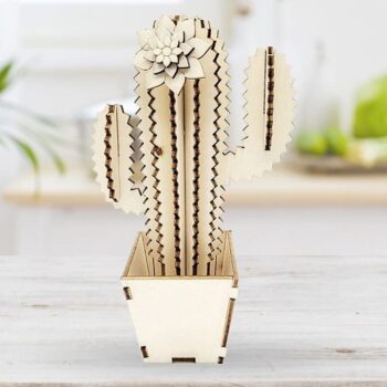 Intra απο ξύλο plywood 3mm-4mm πάχος – ξύλο Συλλεκτικής Ξύλινης Γλάστρας Κάκτου 20x20 cm INTRAVECTRY-MY555151 - Image 2