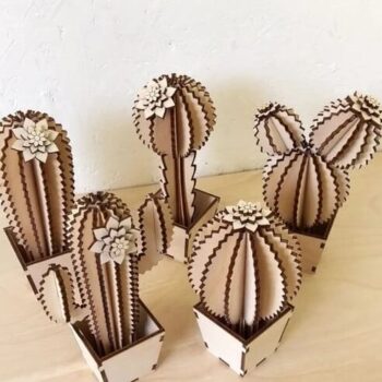 Intra απο ξύλο plywood 3mm-4mm πάχος – ξύλο Συλλεκτικής Ξύλινης Γλάστρας Κάκτου 20x20 cm INTRAVECTRY-MY555151 - Image 3