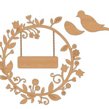 Intra απο ξύλο plywood 3mm-4mm πάχος – Στεφάνι καλωσορίσματος με ξύλο πουλιών 10x10 cm INTRAVECTRY-MY555185 - Image 2