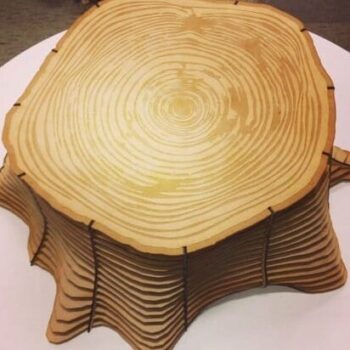 Intra απο ξύλο plywood 3mm-4mm πάχος – Παραμετρικό ξύλο σκαμνιού κορμού 30x35 cm INTRAVECTRY-MY555207 - Image 1