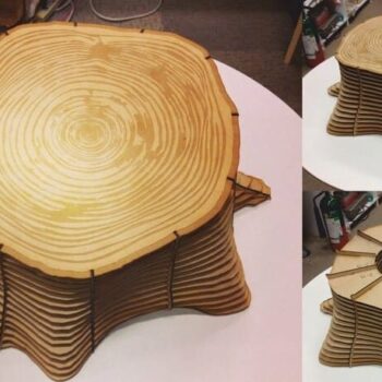 Intra απο ξύλο plywood 3mm-4mm πάχος – Παραμετρικό ξύλο σκαμνιού κορμού 30x35 cm INTRAVECTRY-MY555207 - Image 2