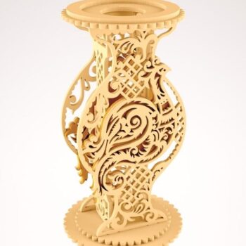 Intra απο ξύλο plywood 3mm-4mm πάχος – Vintage Ξύλινο Βάζο Λουλούδι 15x15 cm INTRAVECTRY-MY557213 - Image 1