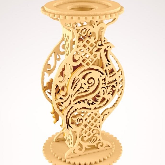 Intra απο ξύλο plywood 3mm-4mm πάχος – Vintage Ξύλινο Βάζο Λουλούδι 50x60 cm INTRAVECTRY-MY555215