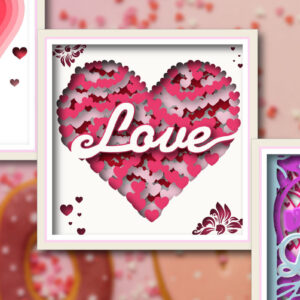 Intra απο ξύλο plywood 3mm-4mm πάχος – Πακέτο 3 σκιών για το Valentine's Shadow Box Δίασταση 20x20 cm INTRAFABR-24465452