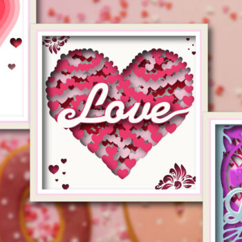 Intra απο ξύλο plywood 3mm-4mm πάχος – Πακέτο 3 σκιών για το Valentine's Shadow Box Δίασταση  20x20 cm INTRAFABR-24465452 - Image 1