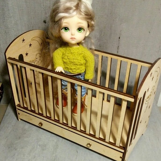 Intra απο ξύλο plywood 3mm-4mm πάχος – Βρεφική κούνια με λίμα συρταριού 12x15 cm INTRAVECTRY-MY555259