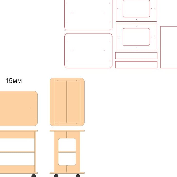 Intra απο ξύλο plywood 3mm-4mm πάχος – ξύλο Τραπεζών Σαλονιού τριών επιπέδων 30x35 cm INTRAVECTRY-MY560260 - Image 2