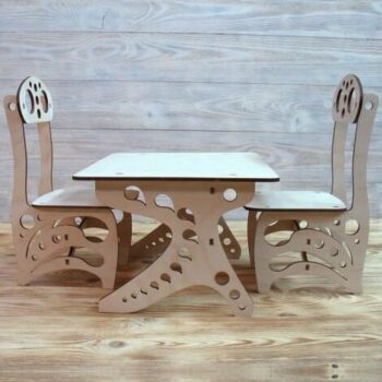 Intra απο ξύλο plywood 3mm-4mm πάχος – ξύλο σετ τραπεζιού και καρέκλας για νήπια 10x10 cm INTRAVECTRY-MY555282 - Image 1