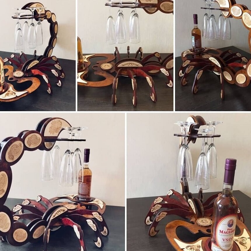 Intra απο ξύλο plywood 3mm-4mm πάχος – Χαραγμένο ξύλο Scorpion Minibar 30x30 cm INTRAVECTRY-MY555309