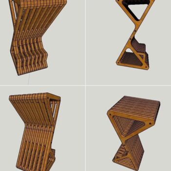 Intra απο ξύλο plywood 3mm-4mm πάχος – Παραμετρικό ξύλο σχεδίων σκαμπό μπαρ Delta 30x30 cm INTRAVECTRY-MY555316 - Image 1