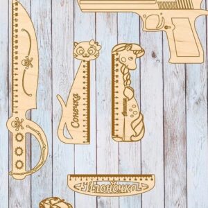 Intra απο ξύλο plywood 3mm-4mm πάχος – Χάρακας γεωμετρίας σε ξύλο 7 δροσερών σχημάτων 50x60 cm INTRAVECTRY-MY555333