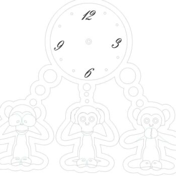 Intra απο ξύλο plywood 3mm-4mm πάχος – ξύλο ρολογιών τοίχου με τρεις μαϊμούδες 10x10 cm INTRAVECTRY-MY561053 - Image 2