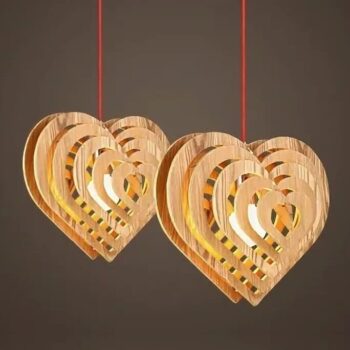 Intra απο ξύλο plywood 3mm-4mm πάχος – Ρομαντικό Κρεμαστό Φωτιστικό Ξύλινη Καρδιά 15x20 cm INTRAVECTRY-MY555352 - Image 2