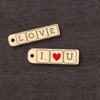 Intra απο ξύλο plywood 3mm-4mm πάχος – ξύλο I Love You Χαραγμένο Ξύλινο Μπρελόκ 40x40 cm INTRAVECTRY-MY555431 - Image 1