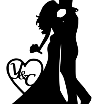 Intra απο ξύλο plywood 3mm-4mm πάχος – Γαμήλια τούρτα Topper σιλουέτα νύφης και γαμπρού με ξύλο γράμματα 25x30 cm INTRAVECTRY-MY555441 - Image 1