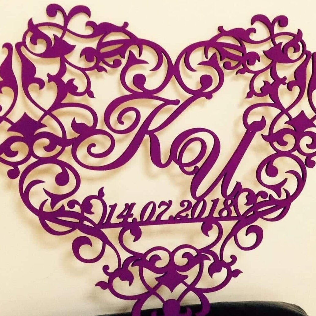 Intra απο ξύλο plywood 3mm-4mm πάχος – Ξύλινο ξύλο μονόγραμμα γάμου σε σχήμα καρδιάς 30x35 cm INTRAVECTRY-MY560589