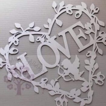 Intra απο ξύλο plywood 3mm-4mm πάχος – MDF cutouts Love Heart Floral σχέδιο με ξύλο αγγέλου 50x60 cm INTRAVECTRY-MY560590 - Image 1