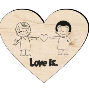 Intra απο ξύλο plywood 3mm-4mm πάχος – Ζευγάρι χαραγμένο Ξύλινο ξύλο μαγνήτη σε σχήμα καρδιάς 12x15 cm INTRAVECTRY-MY560591