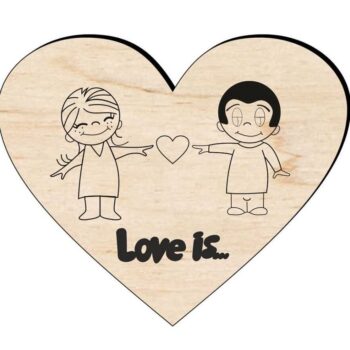 Intra απο ξύλο plywood 3mm-4mm πάχος – Ζευγάρι χαραγμένο Ξύλινο ξύλο μαγνήτη σε σχήμα καρδιάς 40x40 cm INTRAVECTRY-MY556921 - Image 1