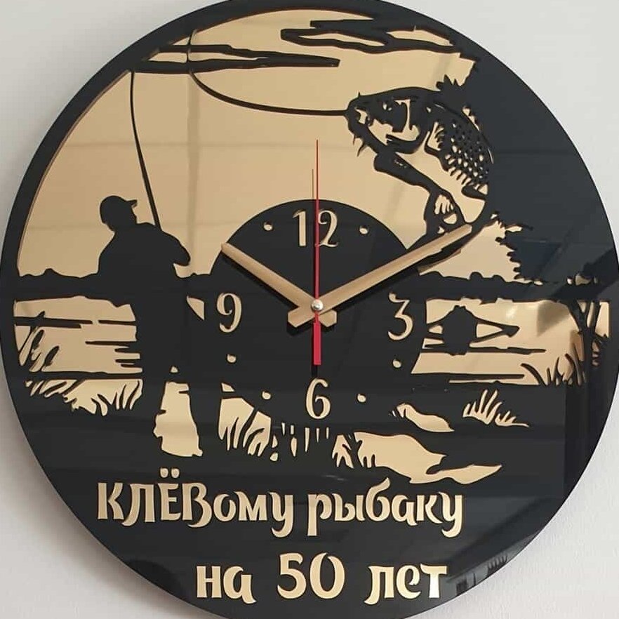 Intra απο ξύλο plywood 3mm-4mm πάχος – Ρολόι δίσκων βινυλίου με θέμα το ψάρεμα Δώρο για το σχέδιο Fisherman 40x40 cm INTRAVECTRY-MY557226