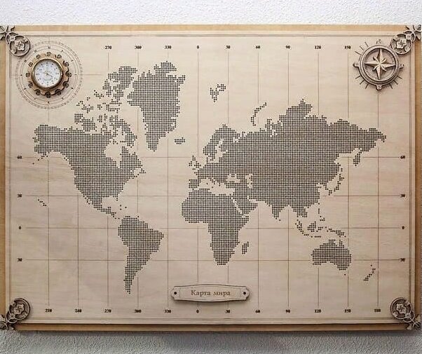 Intra απο ξύλο plywood 3mm-4mm πάχος – ξύλο Ξύλινου Πάνελ Τέχνης Τοίχου Παγκόσμιου Χάρτη 20x20 cm INTRAVECTRY-MY560849